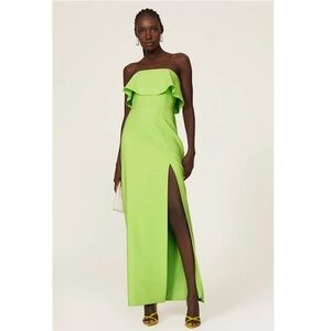 Aidan Mattox Strapless Ruffle Popover Statement Maxi Dress